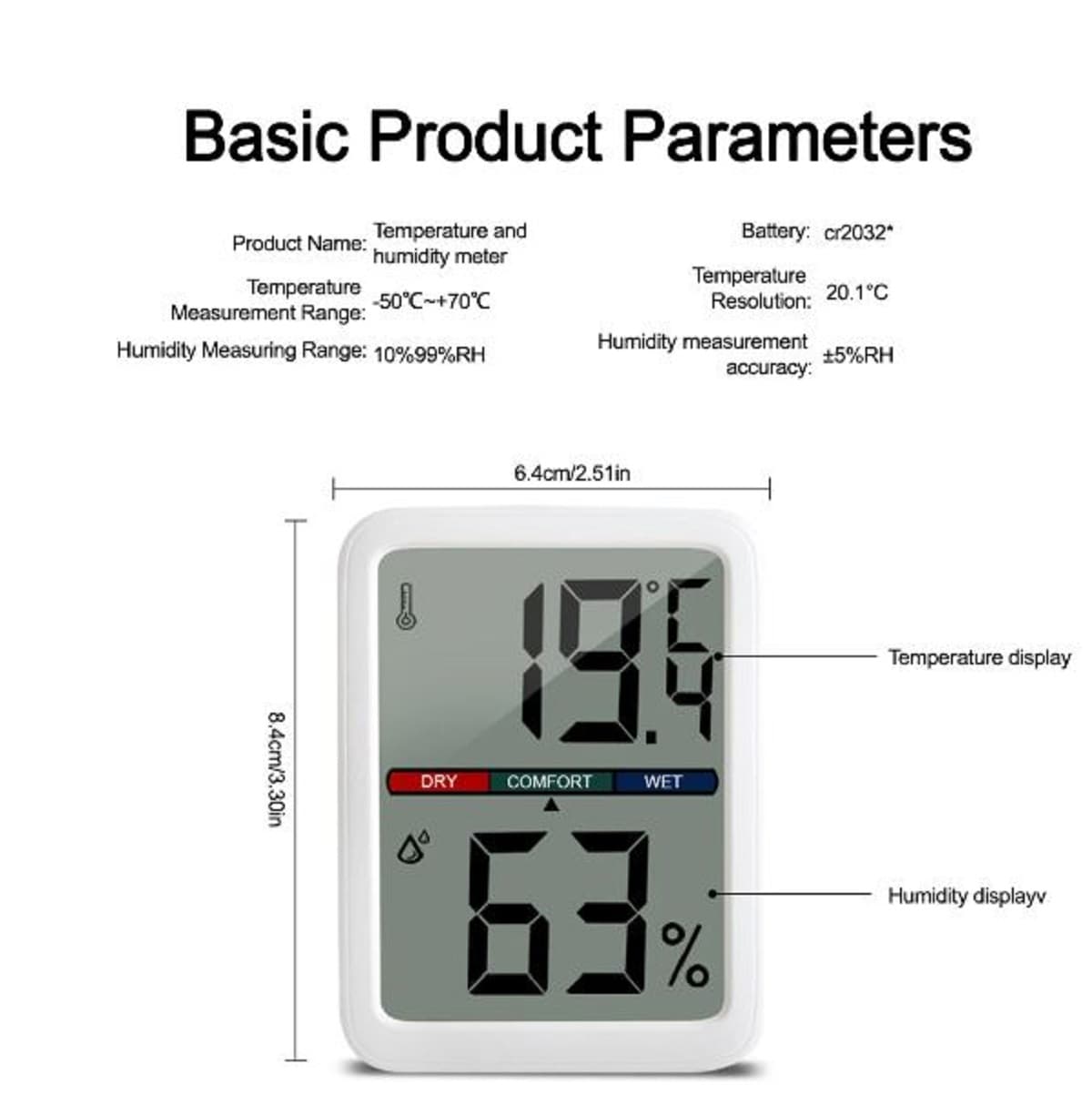 Thermometer Hygrometer | Humidity Meter | 6046B Batteries Not Included